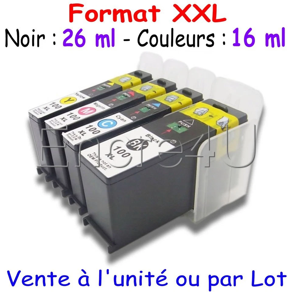 Cartouches d'encre compatibles LEXMARK : Série 100 XL ( 4 couleurs ) - Photo 1/1