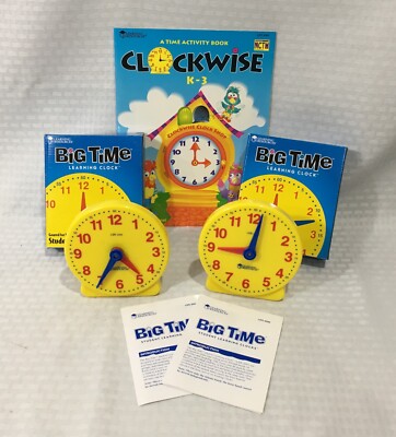 LOT OF 2 BIG TIME STUDENT LEARNING CLOCKS + K - 3 TIME ACTIVITY BOOK