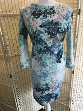 New H&M White Abstract Floral Bodycon Fitted Dress Eur US Medium M UK 12