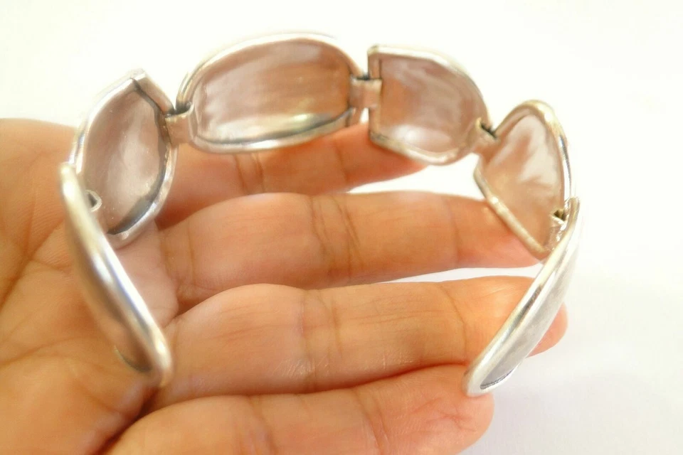Brazalete brazalete de plata de ley 925 con múltiples formas sin piedra de plata lisa Foto 4 de 4