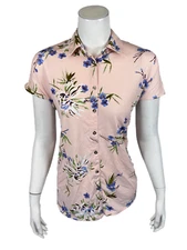 H by Halston Women's Printed Jet Set Jersey Extended Shoulder Top Medium Size