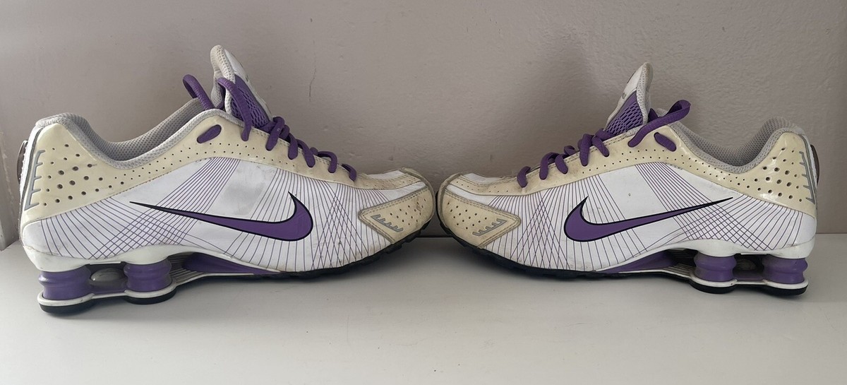 Nike 7Y 7 youth Shox Youth R4 FW White Purple Running Shoes