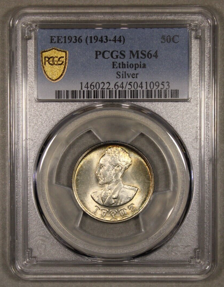 EE1936 1943 1944 Ethiopia Silver 50 Cents PCGS MS64 eBay