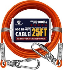 Tie Out Cable for Dogs Up to 300lbs,100ft Extra Strong 300lbs 25ft, Orange