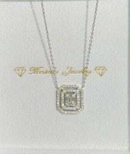 14k Solid White Gold Link Chain Necklace Natural Diamond 0.34CT