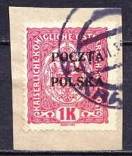 US 008 Poland Polen Polska Krakau issue Fi 45 I field 100 error A like Ą