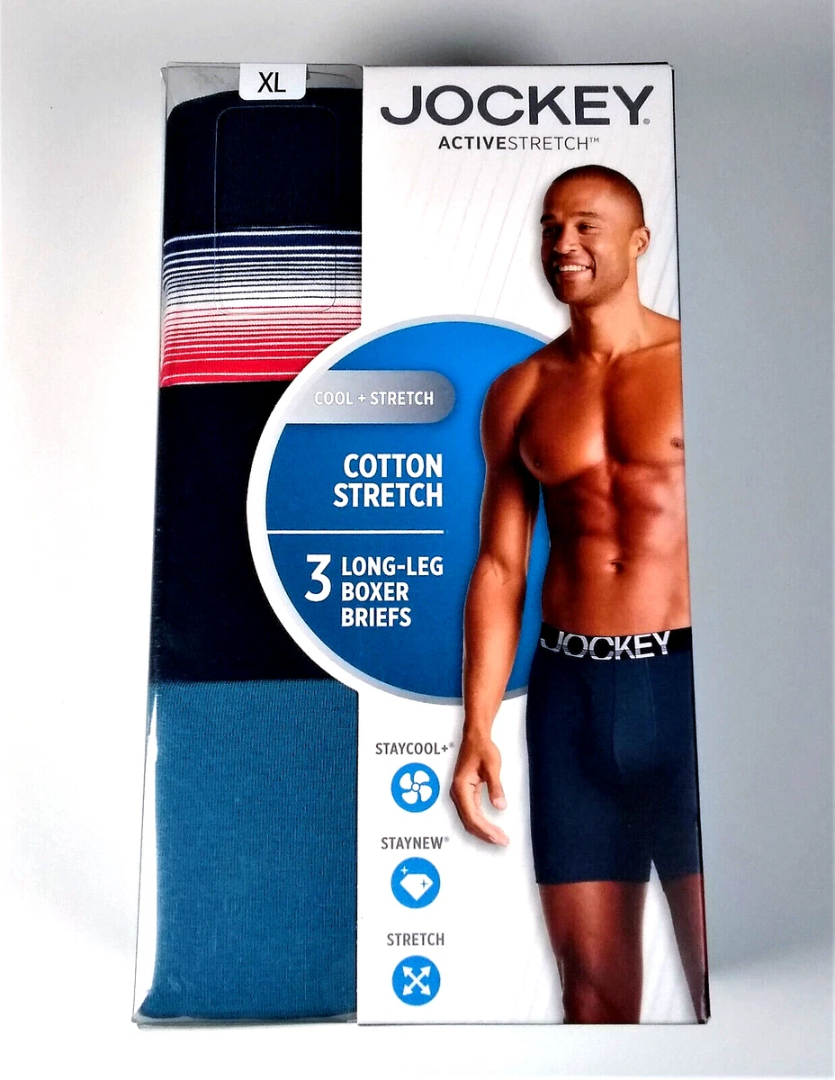 3 Pack Men Jockey ActiveStretch Cotton Stretch Long Leg Boxer Briefs XL  40-42