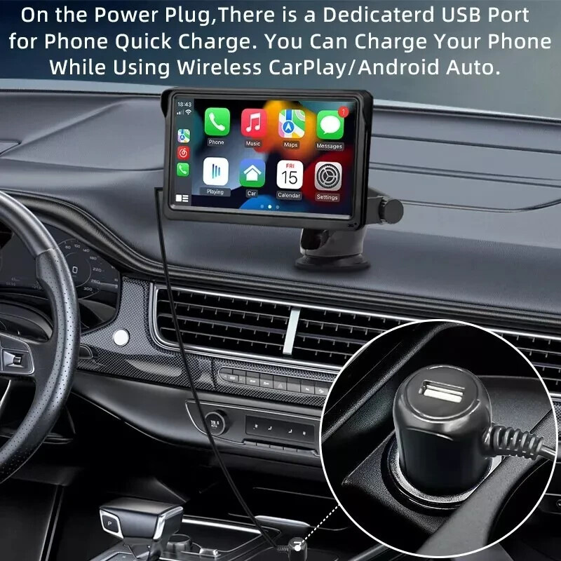 Autoradio Portatile 7" CarPlay Android Auto Bluetooth FM HD Mirrorlink Telecamer - Miniatura 4