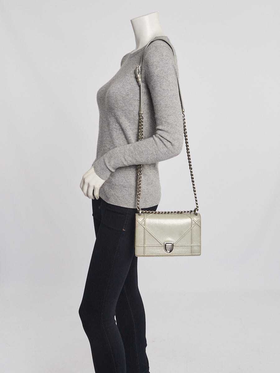 Christian Dior Metallic Silver Leather Diorama Small Flap Bag | eBay