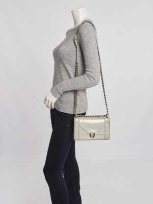 Christian Dior Metallic Silver Leather Diorama Small Flap Bag | eBay