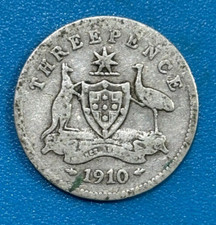 1910 Australia 3 Pence - Edward VII 0.925 Silver Coin