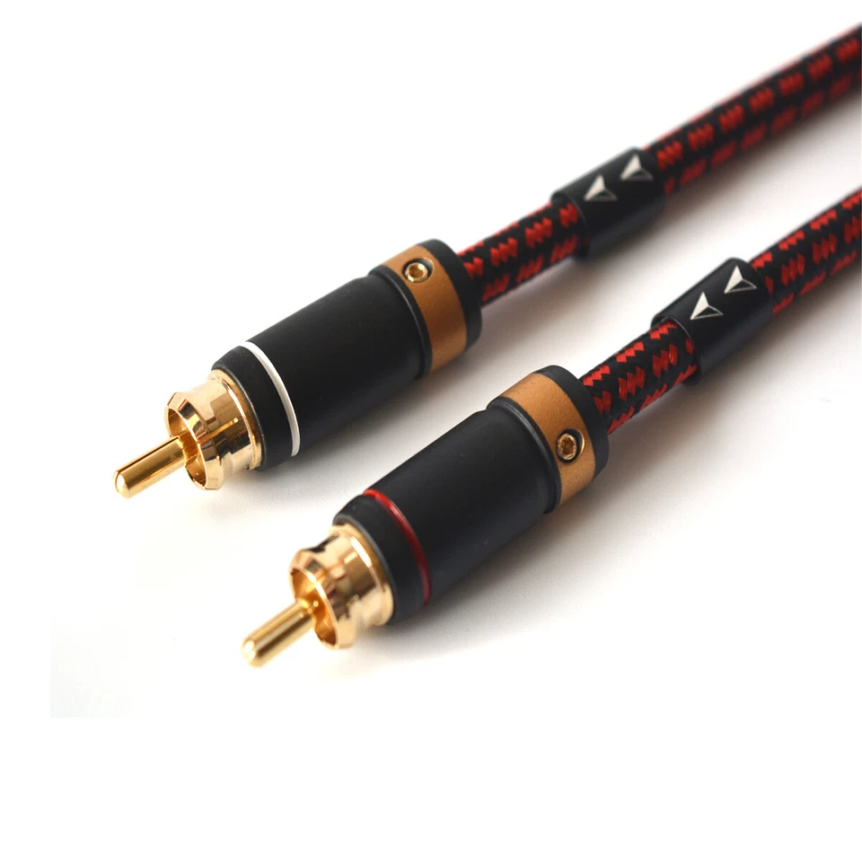 Audiophile 2x RCA Twin Phono Stereo Audio Cable Cord OFC Gold Pure Copper Plug - Image 4 of 4