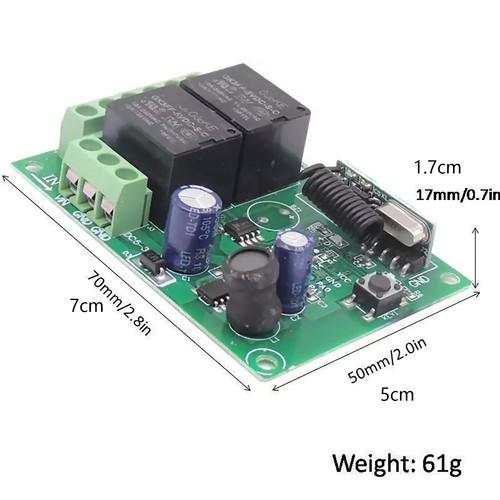 433MHz Universal Wireless Remote Control DC 6V 12V 24V 2CH RF Relay Transmitter - Picture 12 of 20