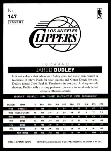 2013-14 NBA Hoops Jared Dudley Los Angeles Clippers #147 - Picture 2 of 2