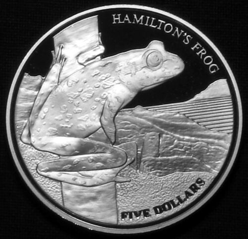 New Zealand 5$ Silver Proof 2008 Hamilton's Frog KM#233a - Picture 1 of 2