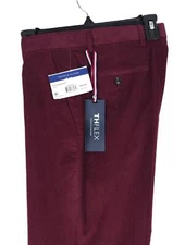 Tommy Hilfiger Men's Modern-Fit Stretch Corduroy Pants Burgundy 33x30 NWT