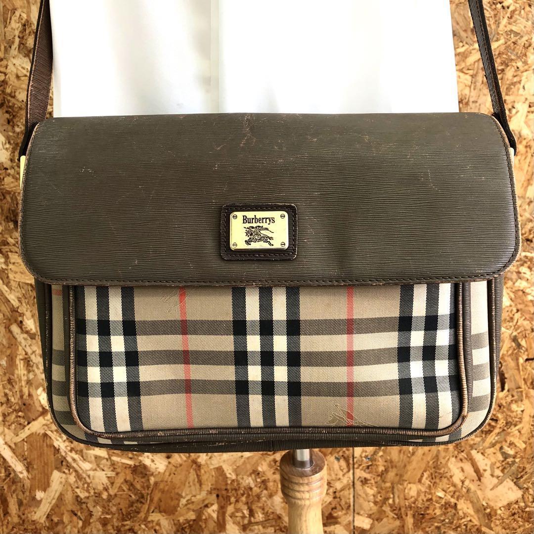 Burberry Shoulder Bag Nova Check Canvas Brown Authentic F1204272