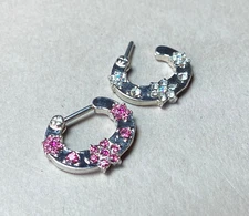 1pc Flower Paved Gems Septum Clicker 316L Surgical Steel 16 gauge Nose Ring