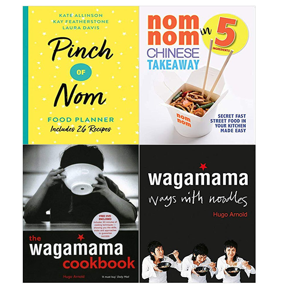Wagamama Cookbook,Pinch of Nom Food Planner,Nom Nom Chinese Takeaway 4 Books Set