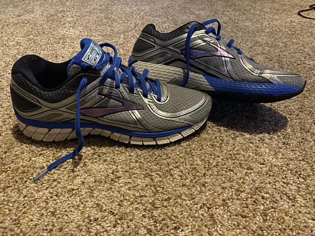 GREAT CONDITION Brooks ADRENALINE GTS 16 Men Sz 10 White Silver Blue | eBay