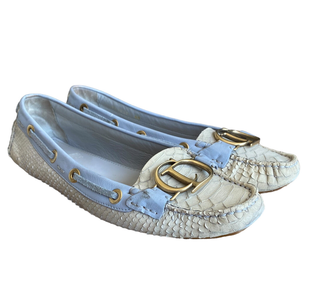 CHRISTIAN DIOR Cream & Purple Python Leather CD L… - image 2