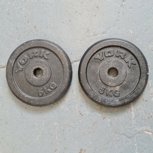york 2 x 5 kg cast Iron weight plates body building 10 kg fitness powerlift gym
