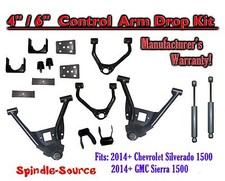 KIT DE BRAZOS DE CONTROL DE CAÍDA 4/6" + AMORTIGUADORES PARA Chevrolet Silverado GMC Sierra 2016-2018