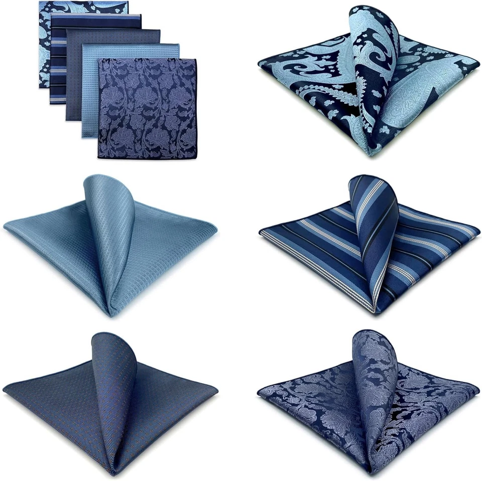 Juego de cuadrados de bolsillo de seda hechos a mano de 5 piezas SHLAX&WING - Caja de regalo de lujo incluida Foto 4 de 4