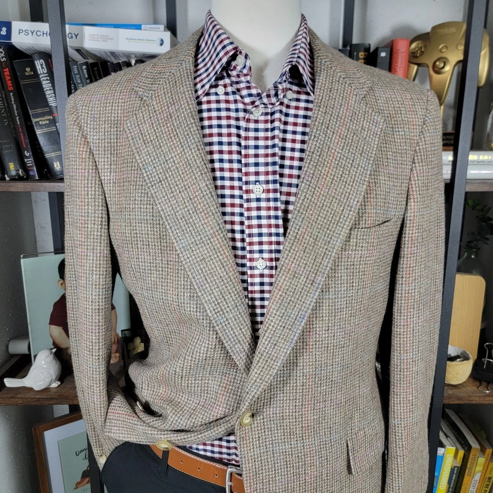 Abrigo Blazer Deportivo De Colección Austin Reed Para Hombre Tweed Dos Botones Marrón Lana Talla 42-44R Foto 2 de 4