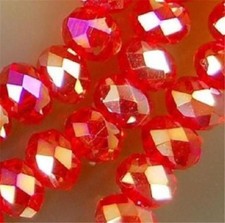 360 Pcs 6x8mm Faceted Red AB Crystal Rondelle Loose Beads AA