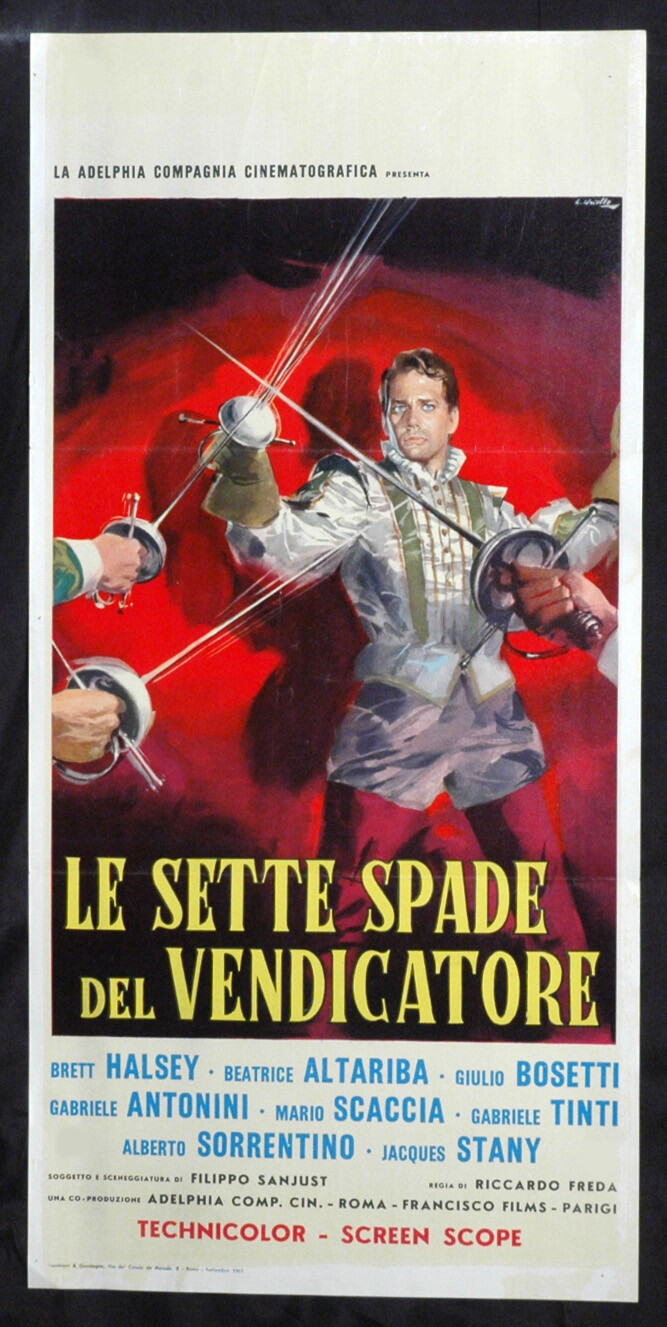 Locandina originale film Le sette spade del vendicatore (1962) - Regia di Riccardo Freda
