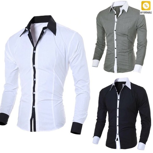Camisa Casual De Moda Para Hombres Camisas De Vestir De Moda Slim Fit De  Hombre | eBay