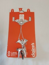 Claire's Silver Tone Halloween Bat Chain Bracelet  Rings Set BNWT 