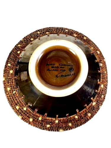 Swazi Ceramics Pottery Bowl Wicker Grass Woven Artist Signed Eswatini Swaziland - Picture 12 of 15