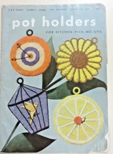 Vintage Coats & Clark #294 Hand Knit Potholders 24 Designs 1950