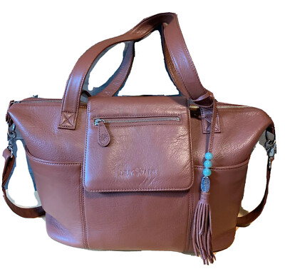 Lily & Jade Diaper Bag Brandy Brown Silver Hardware Backpack  display picture 3