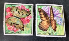 Burundi 1968 butterflies - 2 mint stamps 20 & 50 Fr. Michel No. 423, 424