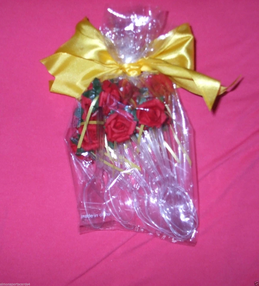 Party Bag set NEW Disney princess RED ROSE 6" spoons huge maze Ribbon 12 count  - Image 2 of 2