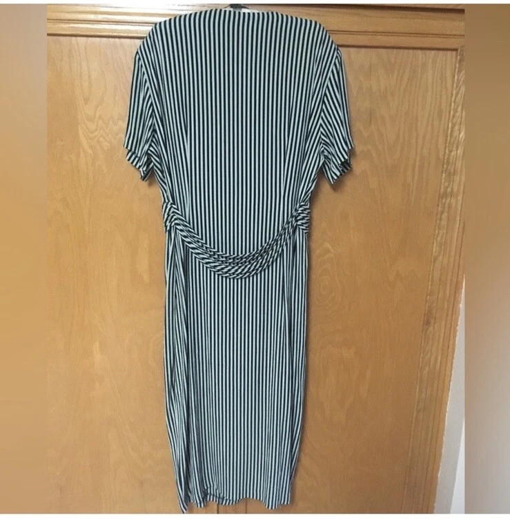 Vestido Sheri Martin New York Vintage Talla L Negro Gris Rayas Midi Ver Información Foto 2 de 4