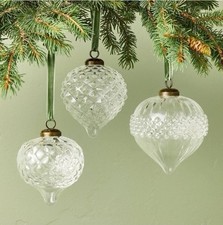  NEW Hearth  Hand Magnolia Glass Bulb Christmas Ornaments Set of 3 