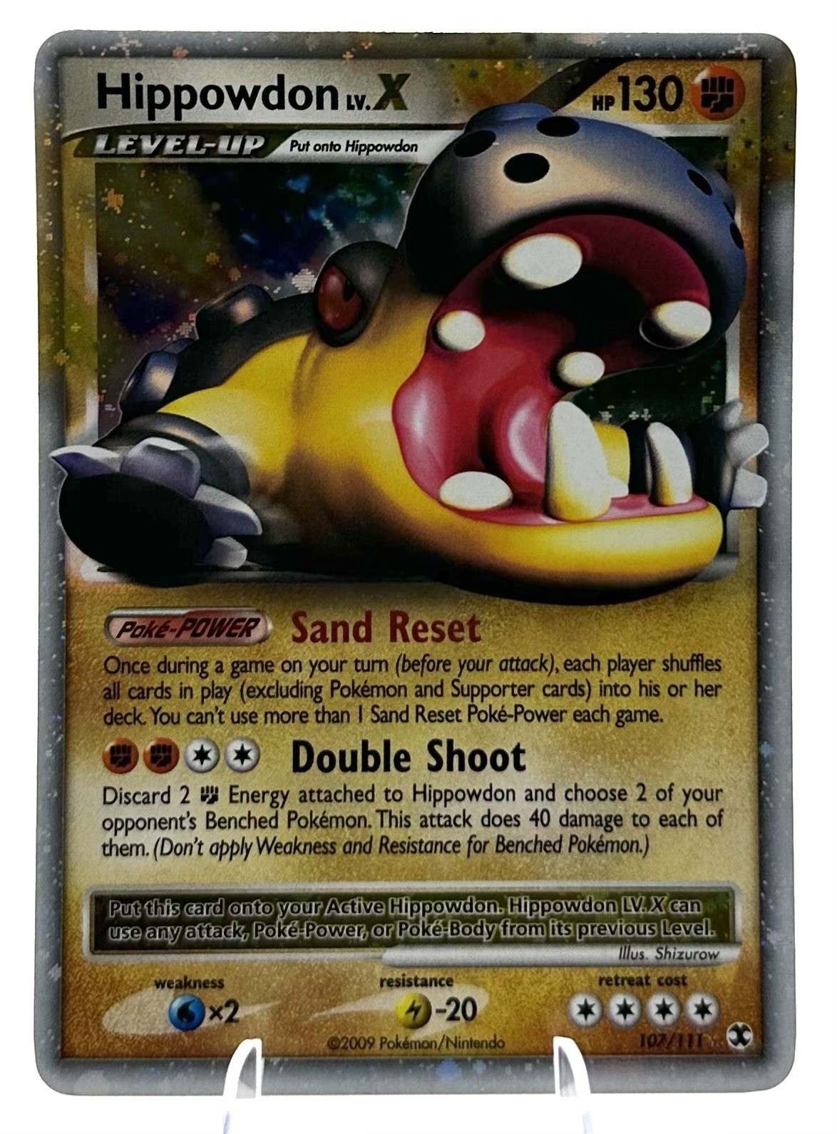 Hippowdon LV. X 107/111 Pokemon Card Holo Foil 2009 Rising Rivals Lv X LP