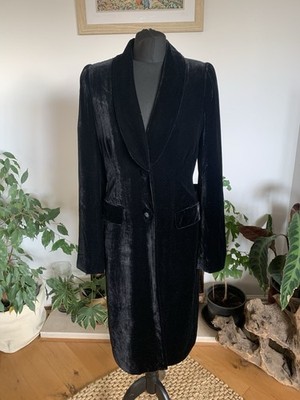 Hobbs schwarzer Samtmantel Jacke Small Medium 10 Goth Vampir Oper Seide