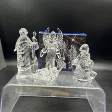 Waterfall Acrylics 69372 Clear Nativity Scene Roman Inc 4 Piece Set