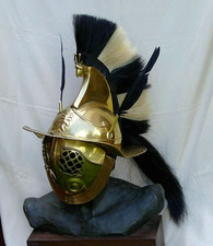 Murmillo Gladiator Armour Gladiator Fencing Battle Ready Helmet 16 Gauge Brass