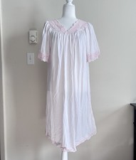 Vintage Shadowline Nightgown Pastel Pink Floral Womens Medium Cottagecore Lace