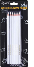 Dyvicl White Charcoal Pencils Drawing Set, 6 Pcs Sketch Highlight Pencil Hard Ch