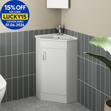 Bathroom Floor Standing Corner Vanity Unit White Gloss Single Door Flat Pack