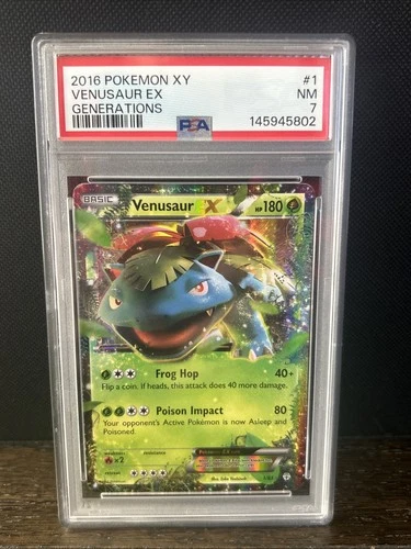 2016 Pokémon Venusaur EX Holo Rare Foil Card 1/83 Generations TCG PSA 7