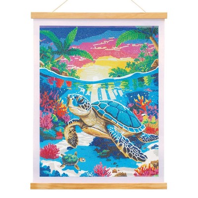 Crystal Art  Tropical Turtle Paradise Scroll Diamond Painting