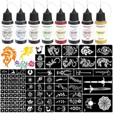 Temporary Tattoo Kit 8 Color Bottles